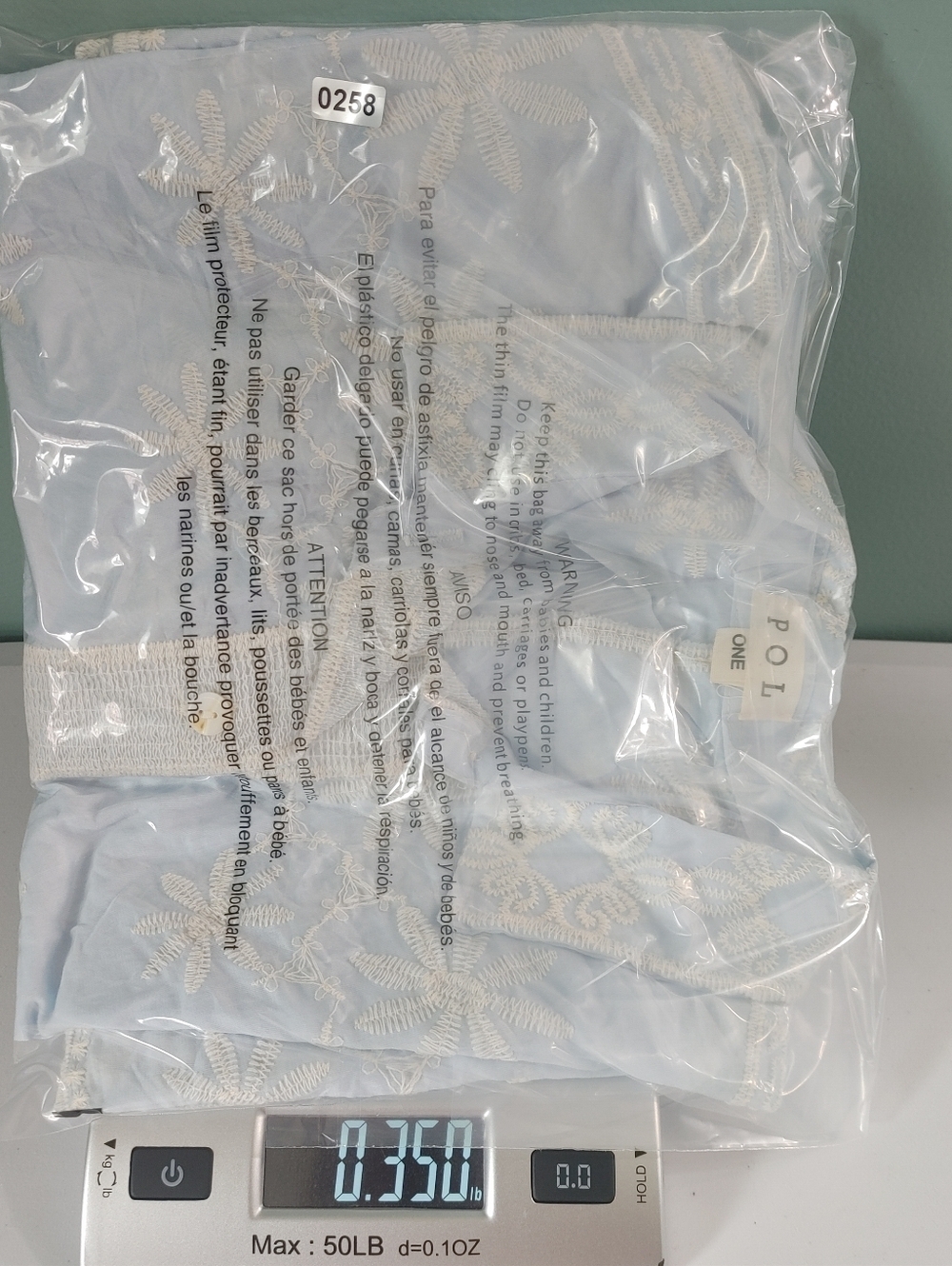 POL Embroidered Floral Blouse Light Blue Lace Trim Button Front Boho Top OS - Picture 14 of 14